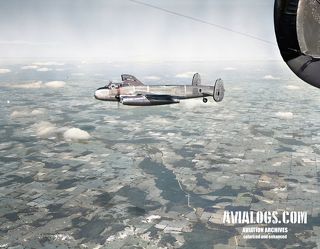 The Lancaster O in flight