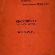 A.P. 2215A P.P.N. Provisional Pilot's Notes Welkin F.I.