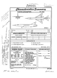 4223 XF-103 Thunderwarrior Characteristics Summary - 5 January 1954