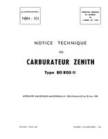 NBN 101 Notice technique du carburateur Zenith type 80 RGS III
