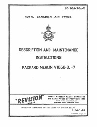 E0 10A-20A-2 RCAF Description and maintenance instructions Packard Merlin V-1650-3,-7