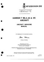 A.P. 101B-0604-1D2 Harrier  T Mk.4, 4A &amp; 4N aircraft - Aircraft Servicing Manual
