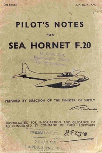 A.P. 4037A -PN - Pilot&#039;s Notes for Sea Hornet F.20