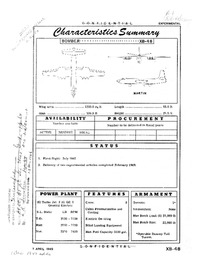 XB-48 Characteristics Summary - 7 April 1949