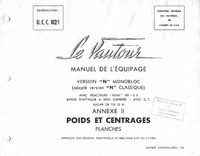 U.C.C. 102/1 Le Vautour Manuel de l&#039;equipage - Version N - Annexe II Poids et centrages - Planches