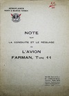 Note sur la conduite et le réglage de l&#039;avion Farman Type 11