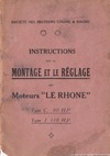 Instructions sur le montage et le réglage des Moteurs Le Rhone type C 80HP et Type J 110HP