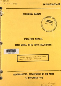 2644 TM 55-1520-234-10 Operators Manual Army Model AH-1S Helicopter