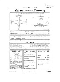 F-94B Starfire Characteristics Summary - 24 March 1952