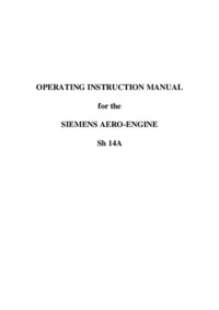 Operating instruction manual for the Siemens Aero-Engine Sh 14A