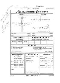 3109 XC-99 Characteristics Summary - 3 May 1954