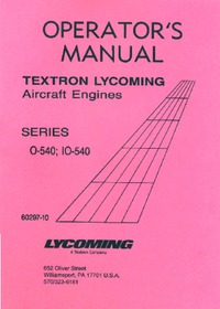 Operator&#039;s Manual - Textron Lycoming Aircraft Engines - Series 0-540; IO540