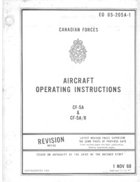 E0 05-205A-1 Canadian Force Aircraft Operating Instructions CF-5A &amp; CF-5A/R