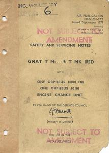 A.P. 101B-1801-5A2 - Safety and Servicing Notes Gnat T Mk I &amp; T MK 185D