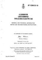A.P. 113B-0131-16 A.C. Generator Lucas Aerospace Type AE 2046/6 (A.M. Type 168) - General and technical information - Repair and reconditioning instructions