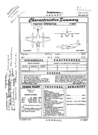 F-89F Scorpion Characteristics Summary - 24 March 1952