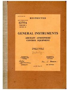 A.P. 1275A Vol1 Section 20 - General Instruments - Aircraft Atmosphere Control Equipment