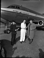 New York Flight:  Postmaster, Don Rogers, signing receipt of Jetmail