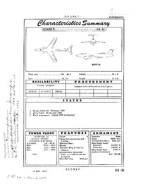 XB-51 Characteristics Summary - 19 May 1950