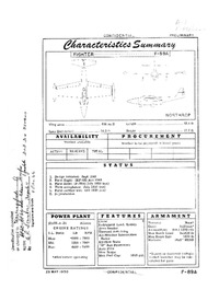 F-89A Scorpion Characteristics Summary - 29 May 1950