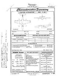 Advanced F-89 Characteristics Summary - 3 December 1951