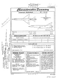 4222 XF-103 Thunderwarrior Characteristics Summary - 1 July 1957