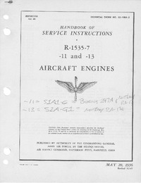 T.O. No 02-10BA-2 Handbook of service instructions - R-1535-7, -11 and -13 aircraft Engines