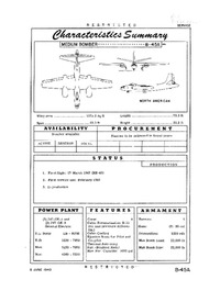 B-45A Tornado Characteristics Summary - 6 June 1949