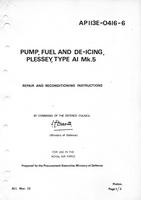 A.P. 113E-0416-6 Pump, Fuel and de-icing, Plessey, Type AI Mk.5 - Repair and reconditioning instructions