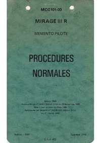 MCG101-00 Mirage IIIR memento pilote - Procedures normales