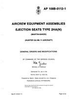 A.P. 108B-0112-1 Aircrew Equipment Assemblies - Ejection seats Type 2HA(N) Hunter GA Mk II Aircraft