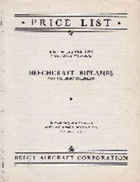 Price List - Beechcraft Biplanes
