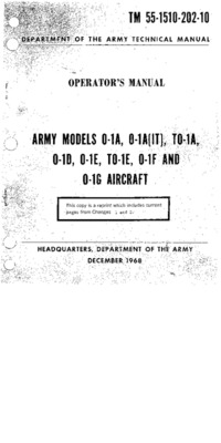 TM 55-1510-202-10 Operator&#039;s Manual Army Models O-1A, TO1-A, O-1D, O-1E, TO-1E,O-1F and O-1G