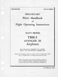AN 01-190EB1 Preliminary Pilot&#039;s Handbook of Flight Operating Instructions TBM-3 Avenger III Airplanes