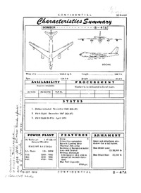 2721 B-47A Stratojet Characteristics Summary - 19 October 1949