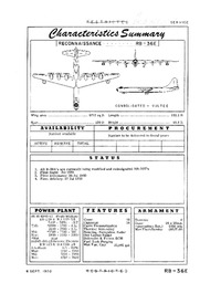 RB-36E Peacemaker Characteristics Summary - 8 September 1950