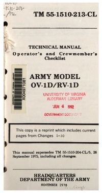 TM 55-1510-213-CL Operator&#039;s and Crewmember&#039;s Checklist OV-1D/RV-1D