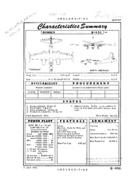 B-45C Tornado Characteristics Summary - 11 July 1952