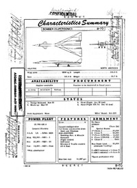 B-70 Valkyrie Characteristics Summary - 1 December 1959