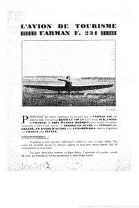 L&#039;avion de tourisme Farman F.231