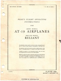 T.O. 01-50KA-1 Pilot&#039;s Flight Operating Instructions for AT-19 Airplanes - British model Reliant