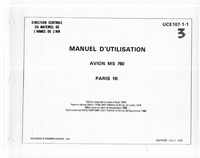 UCE107-1-1 Manuel d&#039;utilisation Avion MS 760 Paris 1R - Textes