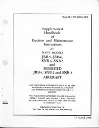 NAVAER 01-90KA-502 Supplemetal handbook of Erection and Maintenance Instructions for JRB-5, -6, SNB=4, -5