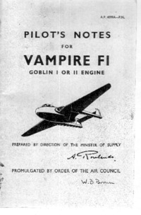 A.P. 4099A - Pilot&#039;s Notes for Vampire FI Goblin I or II engine