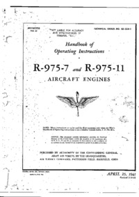 T.O. No 02-35A-1 Handbook of Operating Instructions R-975-7 and R-975-11 Aircraft Engines