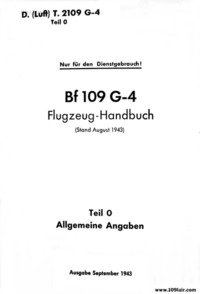 2190 Bf 109 G-4 Flugzeug handbuch  Teil 0 Allgemeine Angaben