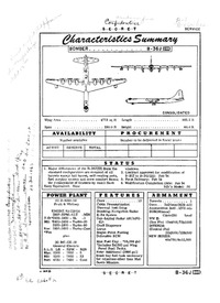 B-36J-III Peacemaker Characteristics Summary - 4 January 1955