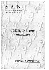 Manuel d&#039;utilisation Jodel DR 1050 Ambassadeur