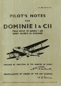 A.P. 1763 A&amp;B Pilot&#039;s Notes for Dominie I &amp; CII