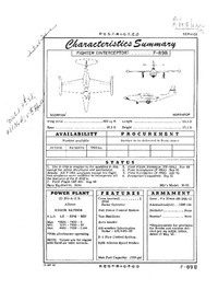 F-89B Scorpion Characteristics Summary - 15 September 1953